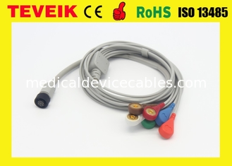 Medical Reusable GE Marqutte Holter Recorder Integrated 5 leadwires ECG Cable With Snap